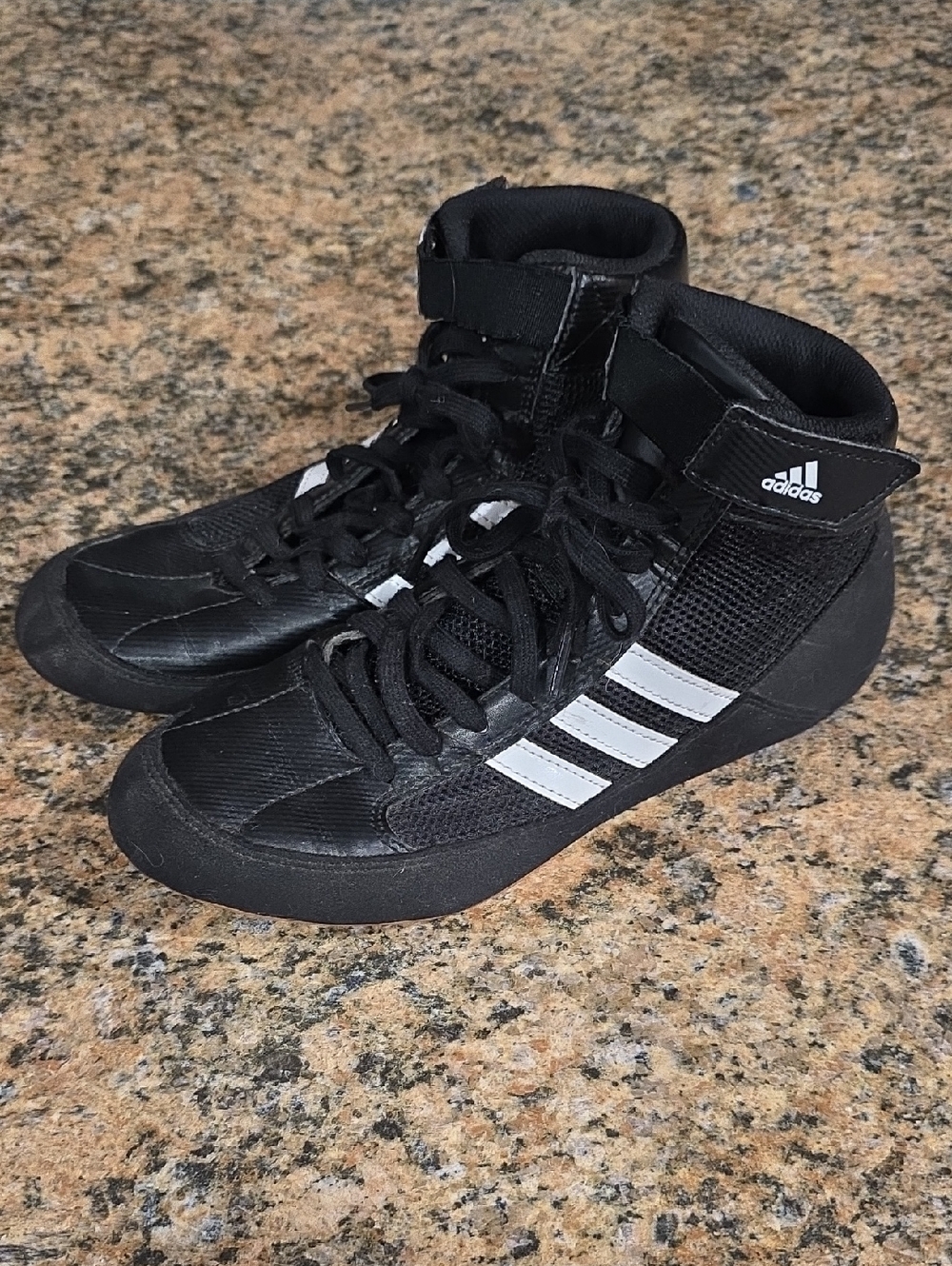 adidas Kids Black High-Top Wreatling Shoes Size 5.5Y